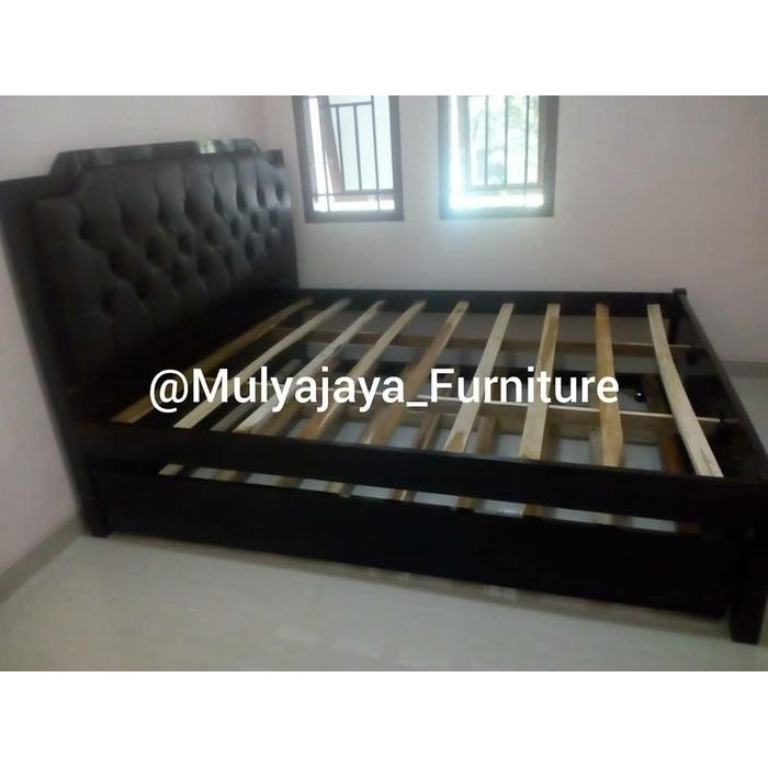 Ranjang sorong kayu jati ukuran 160x200 Terlaris