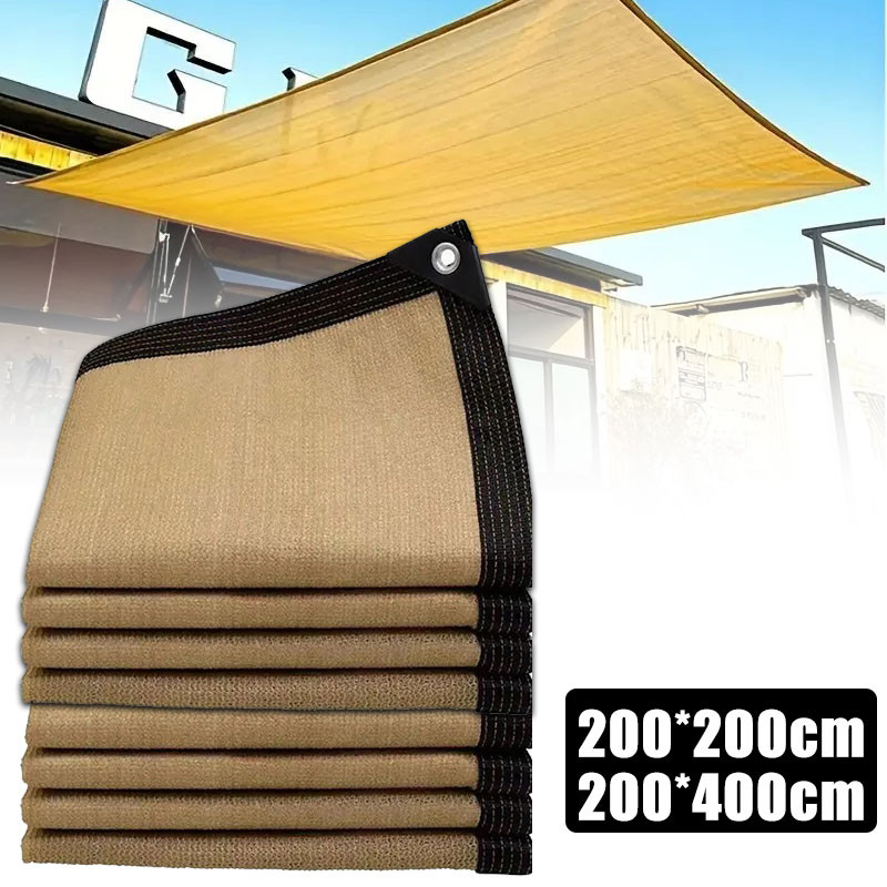 BARU 200x 400cm Summer Outdoor Shading Beige Shading Net Wrapped Perforated Shading Cloth Thickened 