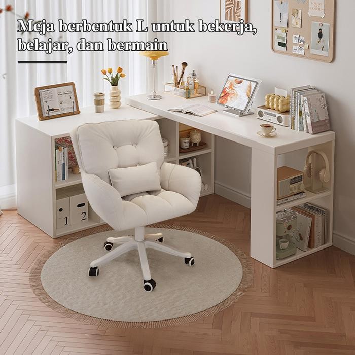 Meja Kerja Sudut Meja Belajar Kantor Tipe L Minimalis Modern Furniture *
