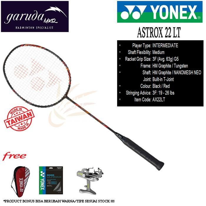 RAKET BADMINTON YONEX ASTROX 22LT / ASTROX 22 LT BLACK RED TERLARIS