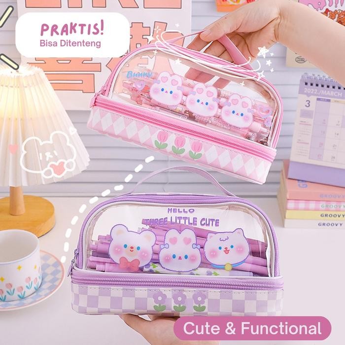 

Deli Stationary - Kotak Pena Lucu Tempat Pensil Kawaii Dual Slot Wadah Pensil Lucu Kawai