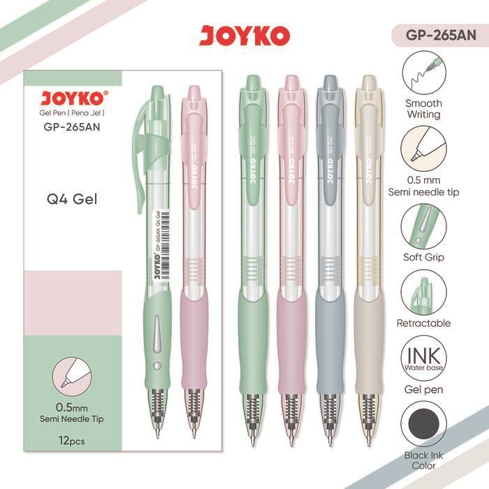 

Deli Stationary - Joyko Pulpen Gel 1 Pack Gp-265An Q4 Gel 0.5Mm Isi 12 Pcs