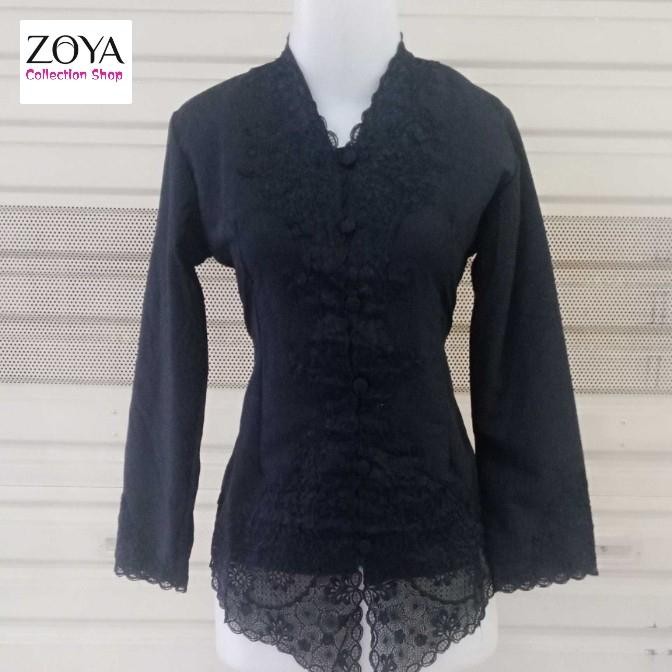 Kebaya Modern Encim Dewasa Lengan Panjang Hitam