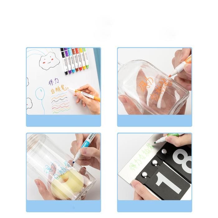 

Deli Color Whiteboard Marker / Spidol Papan Tulis 8 Warna Ujung Penghapus S514 Stationery Pasti