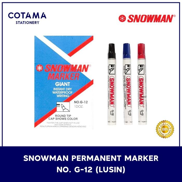 

Spidol Snowman Permanent Marker Ag 12 / G 12 - 1 Lusin Isi 12 Pcs Pasti Diskon