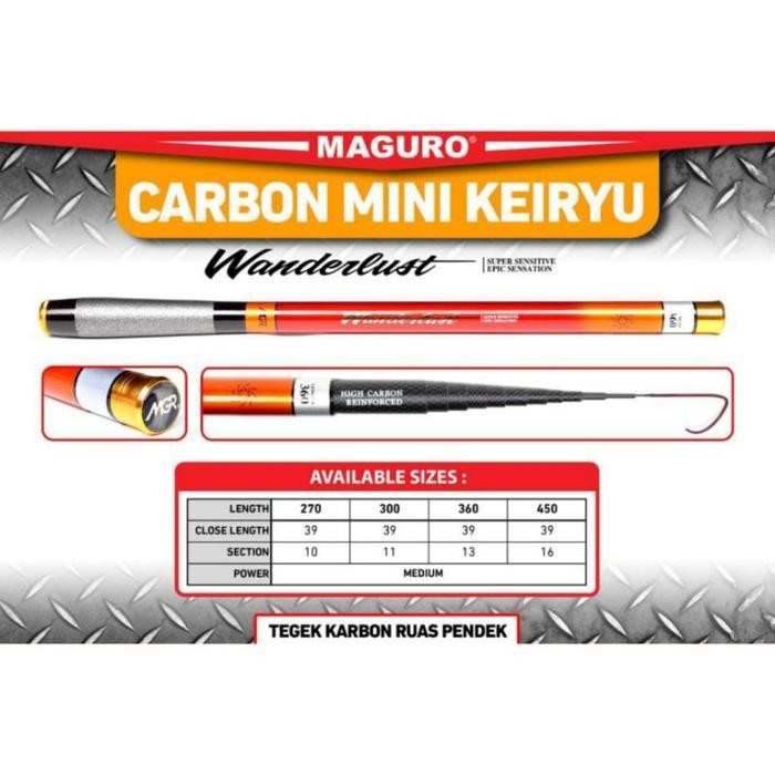Joran Tegek / Pole Maguro Carbon Mini Keiryu Wanderlust Pilih Ukuran