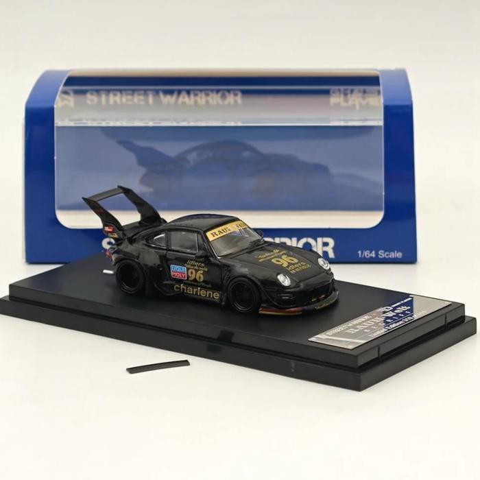 1:64 Street WARRIOR SW Porsche RWB 993 Charlene High Tail Wing #96 Black