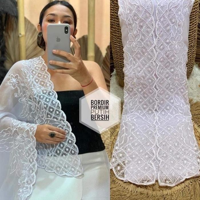 s!!! kain kebaya bordir bali, kebaya bordir putih, motif baru