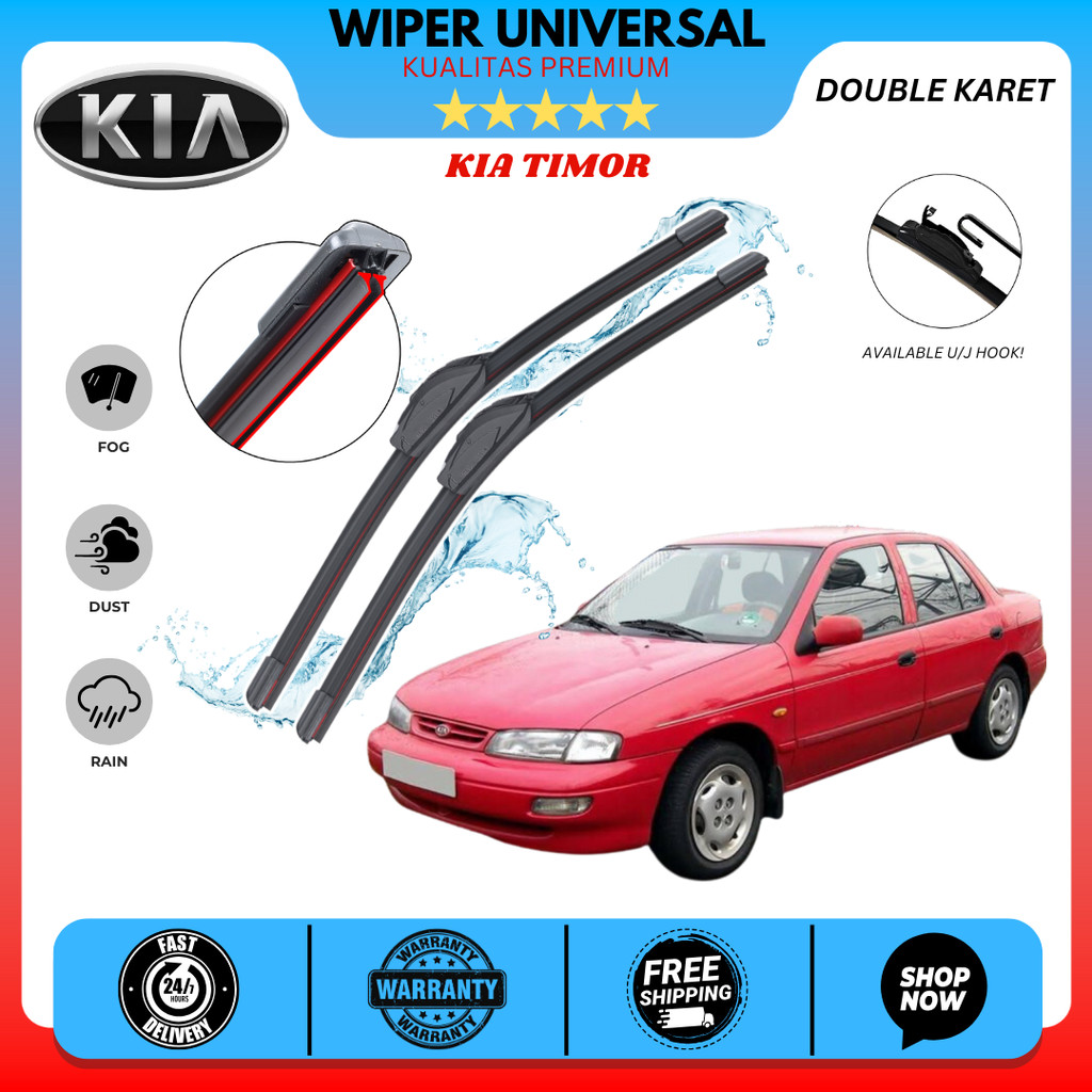 Wiper Dual Karet Mobil KIA Timor Kaca Depan Mobil Satu Set Kiri Kanan