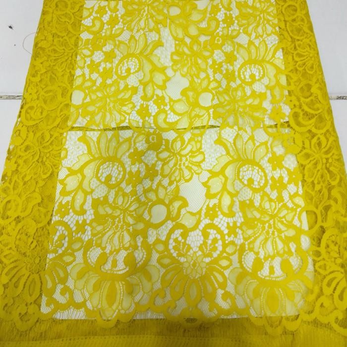brokat semi Prancis warna kuning lemon