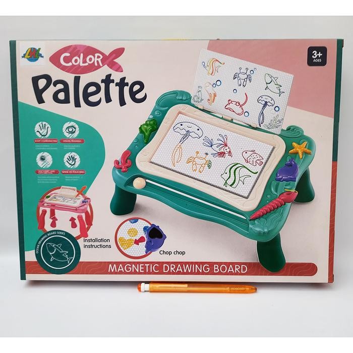 Mainan Anak Edukasi Color Palette Magnetic Drawing Board Ocean Drawing