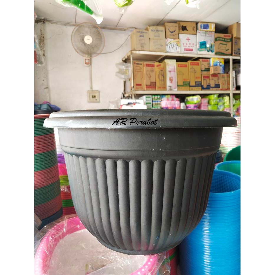 ID'' POT PLASTIK 40 HITAM CJP/POT BUNGA TANAMAN BESAR UK 40 CM - HITAM