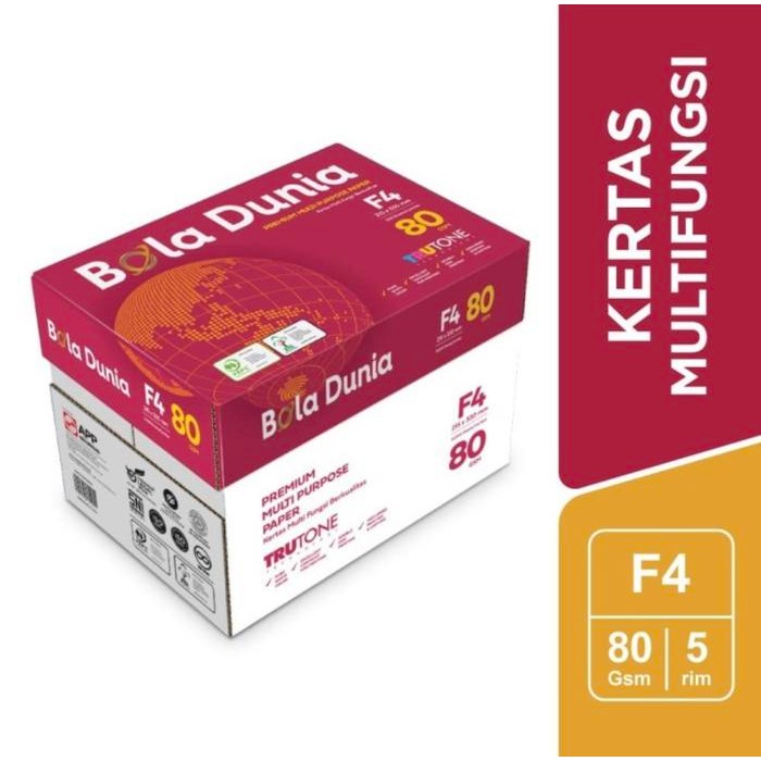 

Kertas Bola Dunia F4 80 Gr/ 1 Box 5 Rim Gosend Grab Max : 2 Box