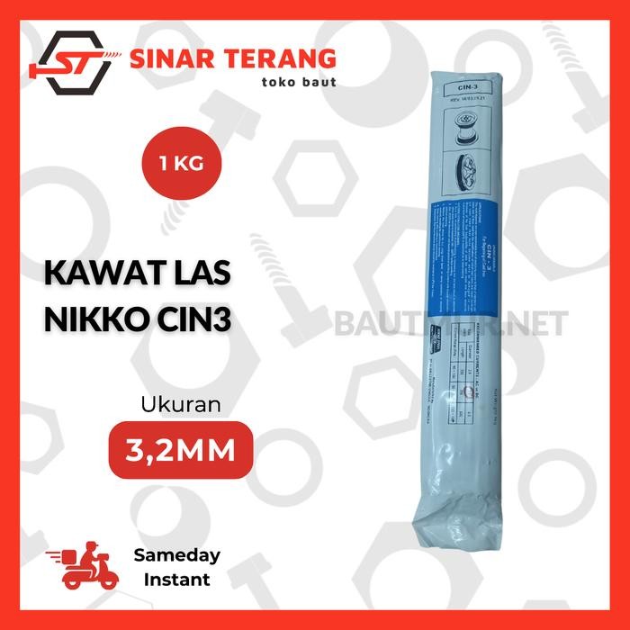 (1KG) KAWAT LAS NIKKO CIN3 3.2MM X 300MM - KAWAT LAS BESI COR ANCURAN