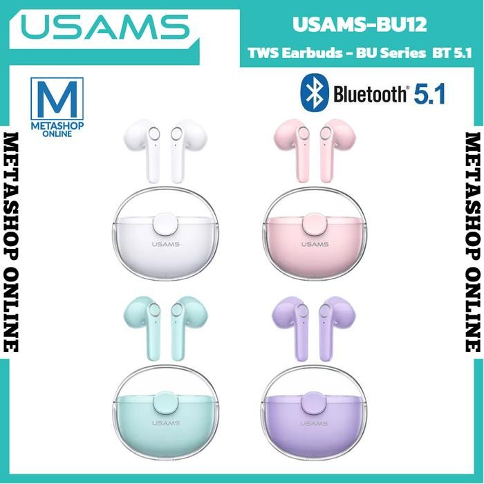 USAMS BU12 TWS TRANSPARENT MACARON EARPHONE BLUETOOTH 5.1 TERLARIS
