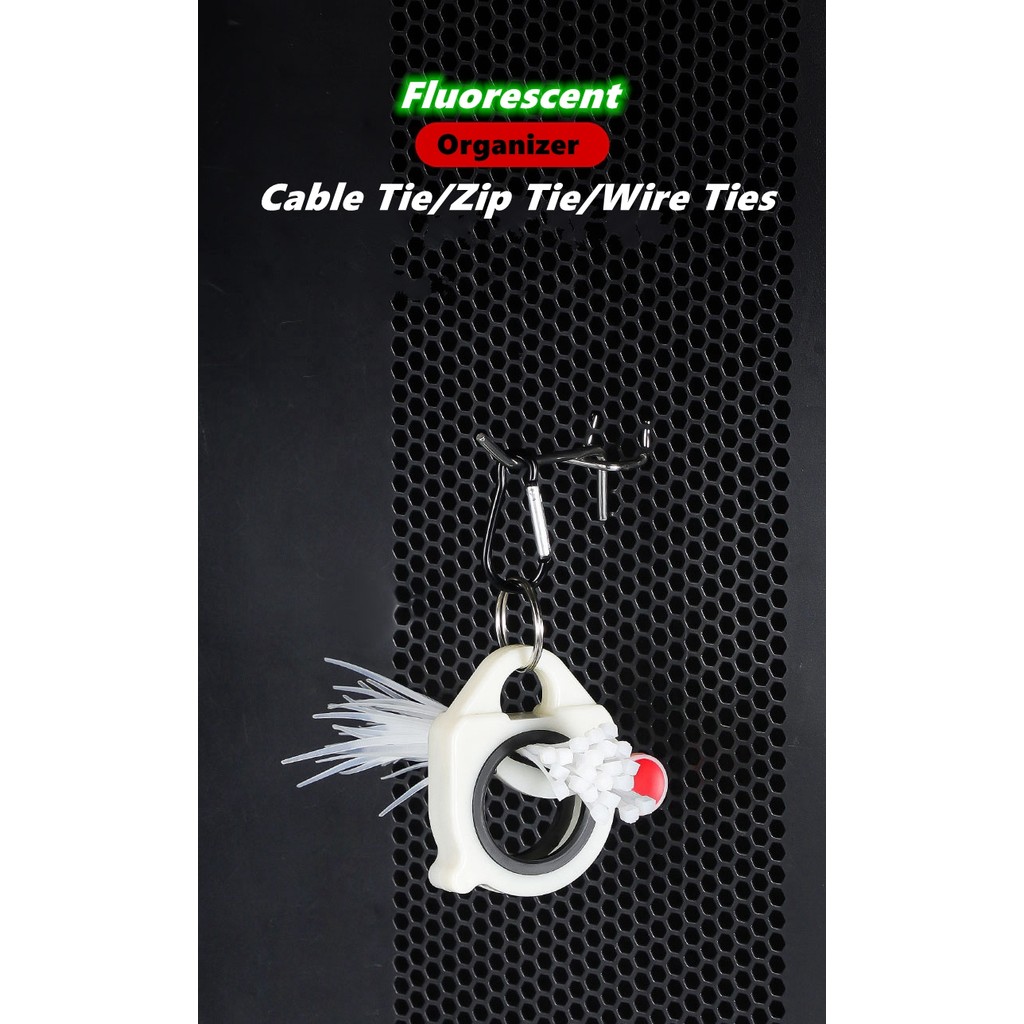 Fluorescent Cable Tie Organizer Reusable Zip Tie Holder Portable Durable Plastic Storage Tool