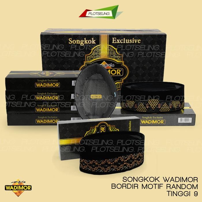 B081 Peci Kopiah Songkok Hitam Wadimor Bordir Original Motif Kembang Batik Nusantara