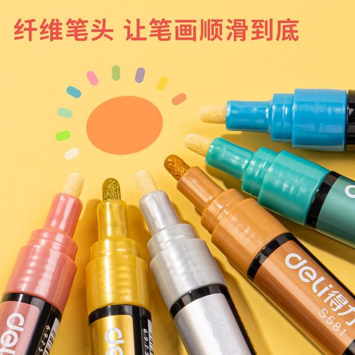 

Deli Acrylic Marker / Spidol Akrilik 6 Warna Pastel Metalik S58X