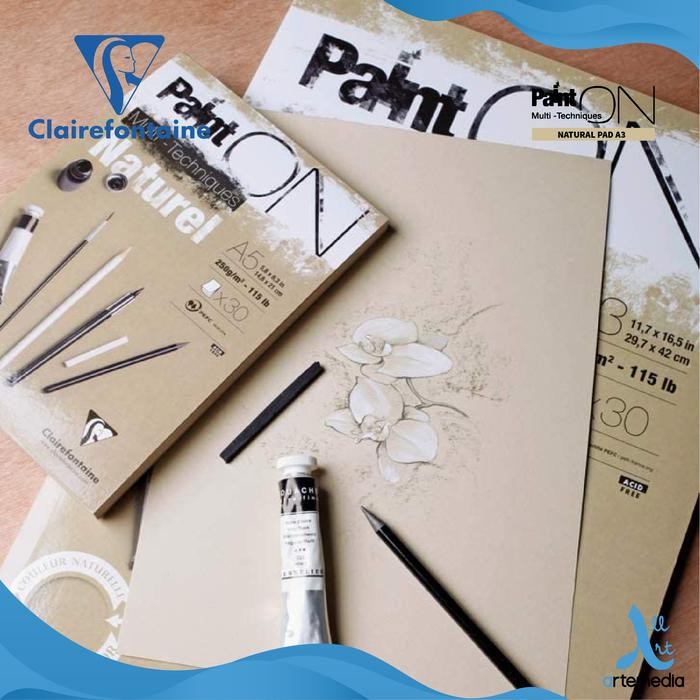 

Kertas Gambar Clairefontaine Paint On A3 Natural Multi Technique Pad
