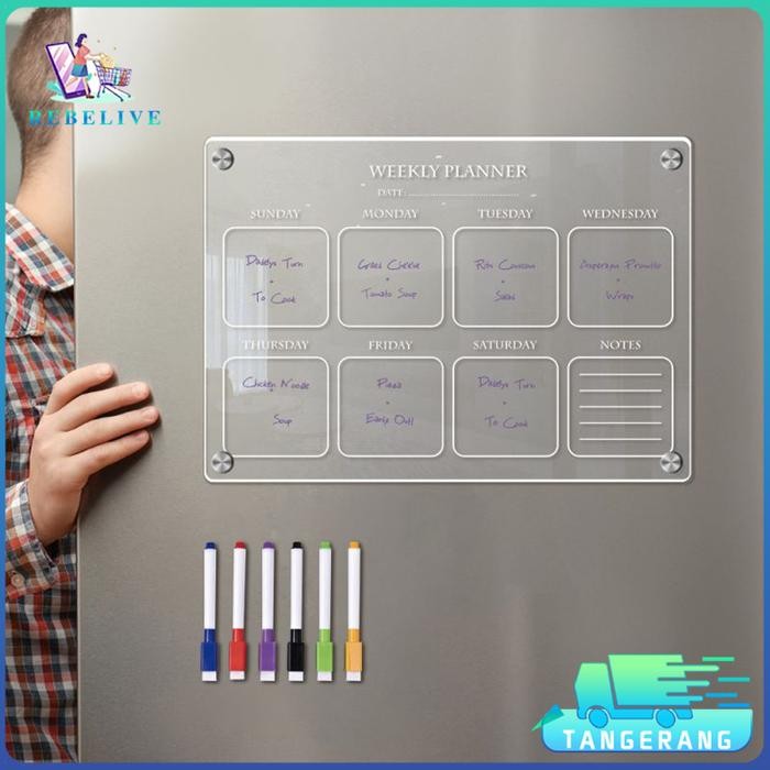 

TUMI Weekly / Monthly Planner Magnet Kulkas Akrilik Dinding Planner Cantik