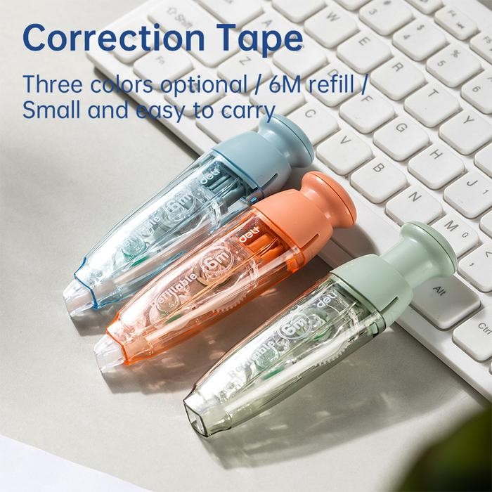 

I77W Deli Retracable Correction Tape / Pita Koreksi 6M Free Refill Eh363