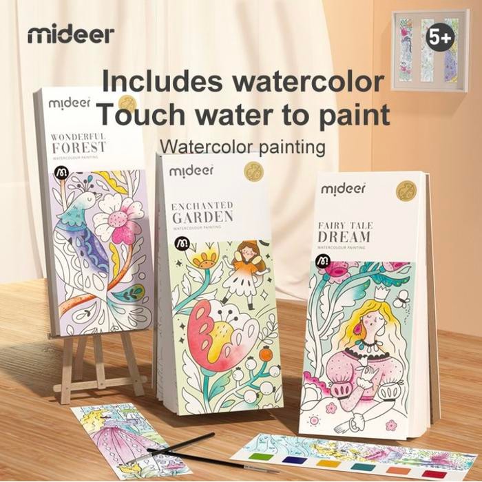 

Mideer Watercolor painting book colouring buku cat air mewarnai anak
