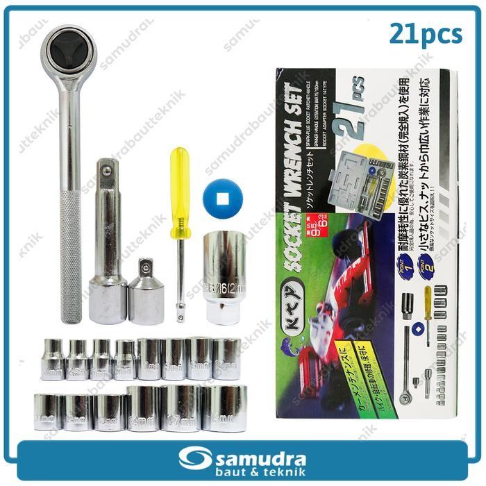 ID'' KUNCI SOK SET 21 PCS ALAT BENGKEL MOTOR