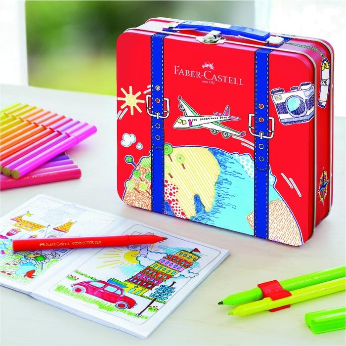 

X689 Faber-Castell Spidol Warna Anak Kreatif Connector Pen Set 40 Warna, Traveler Tin