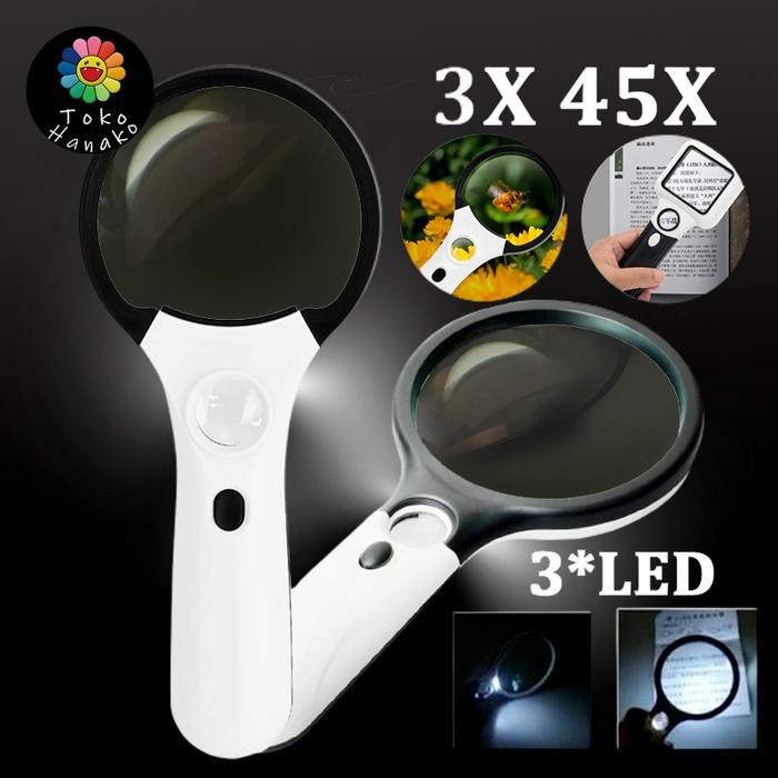 

X689 Led 2In1 Lensa Kaca Pembesar 45X Dengan Lampu 3 Led Untuk Membaca