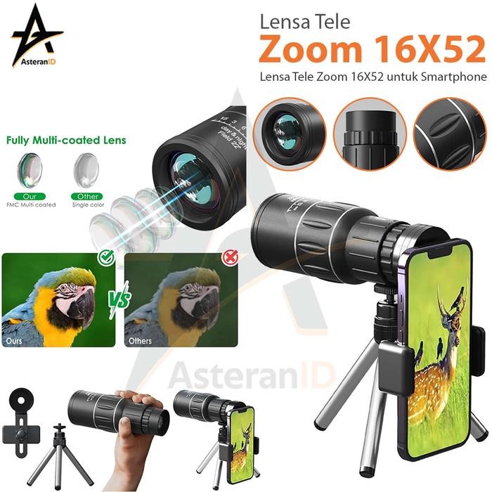 Lensa Tele Zoom 16X52 untuk Smartphone Kamera