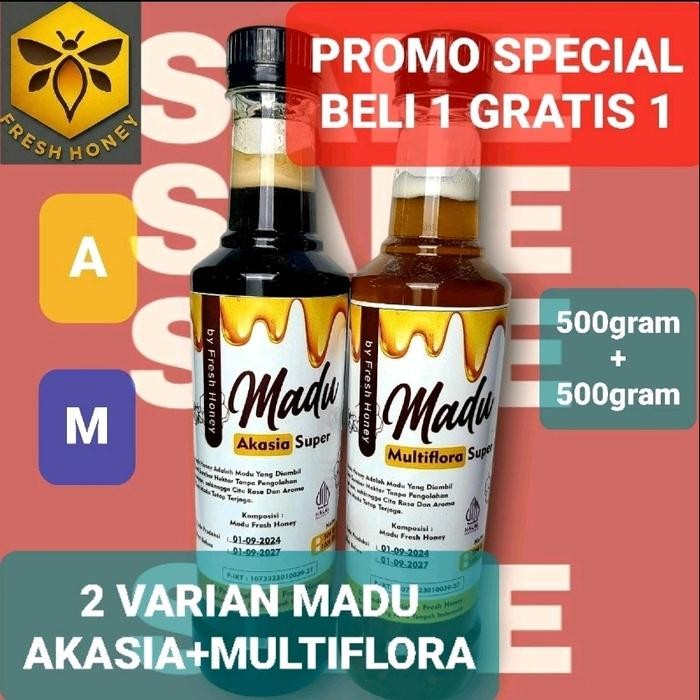 

Madu Hutan Akasia Super + Multiflora Super 500g + 500g - Promo Beli 1 Gratis 1 - Minuman, Syrup,