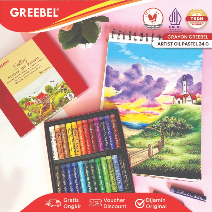 

GREEBEL Crayon Krayon ARTIST OIL PASTEL (AOP 24 Warna) / Krayon Oil Pastel / Crayon Sekolah Mewarnai