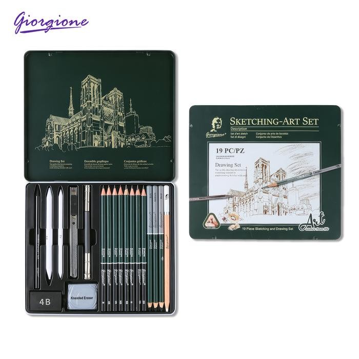 

Giorgione Set Kuas Sketsa Sketch Brush Set Profesional Pensil Arang Penghapus G-101008 - 10pcs/set