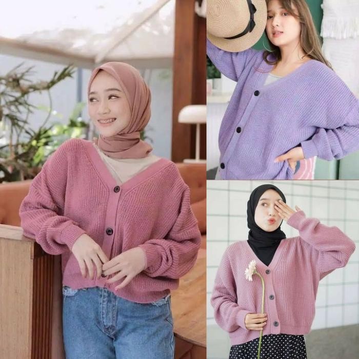 Malika Cardy / Cardy Rajut Wanita / Cardan Rajut Tebal Kancing 3