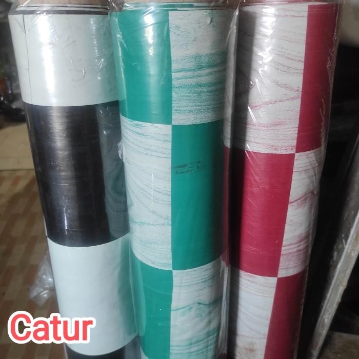 (Allthebest) Karpet Lantai Plastik Meteran Motif Keramik Marmer Granit Vinyl