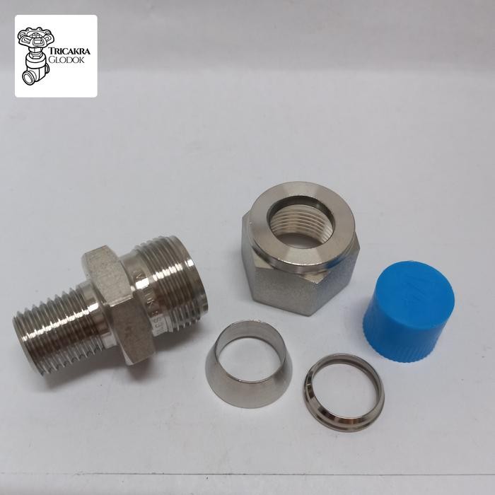 MALE CONNECTOR SS316 1/2 OD X 1/4/V-LOK CONNECTOR 1/2 OD X 1/4