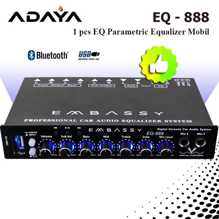 EQUALIZER PRE-AMP AUDIO MOBIL KARAOKE EMBASSY EQ - 888 BLUETOOTH USB