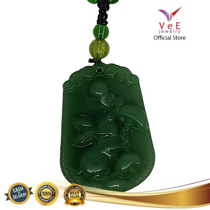 New // Kalung Liontin Shio Batu Giok Hijau Asli Cina Feng Shui - Vee Wanita // 100% Original