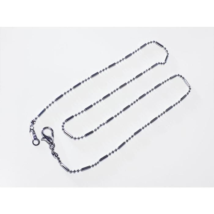 New // Vee Rantai Kalung Titanium 316L Stainless Steel Silver Bambu 40Cm // 100% Original