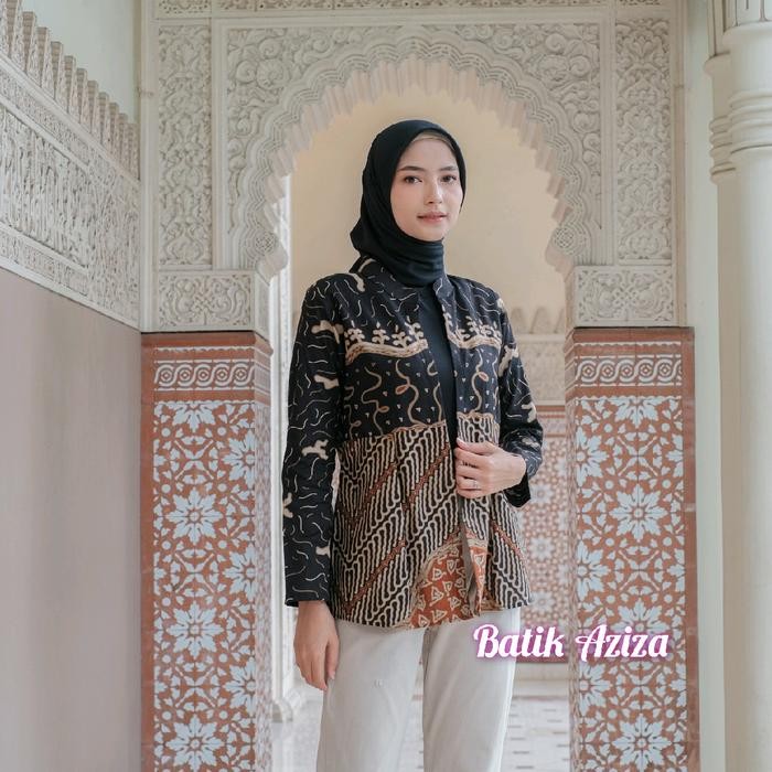 Outer Batik Wanita / Blazer Wanita Modern / Atasan Batik Kerja / Blazer Seno by Batik Aziza