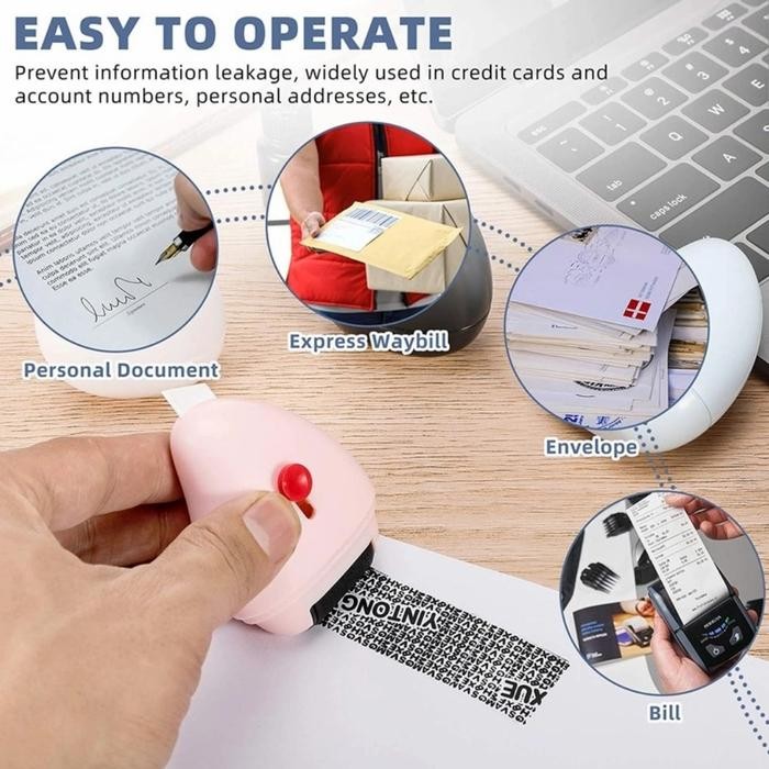 

5WUM Roller Stamp And Cutter Stempel Penghapus Alamat Resi Pelindung Data