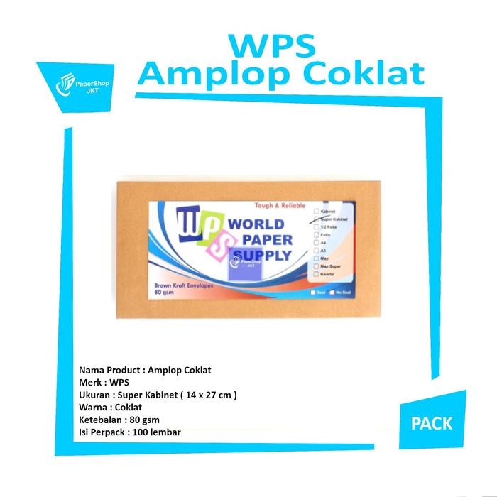 

SARI Wps - Amplop Coklat Ukuran Super Kabinet ( 14 X27 Cm ) 80Gsm - Pack