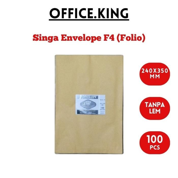 

5WUM Singa Amplop Cokelat Folio F4 Envelope Coklat [ 240 X 350 Mm ] Isi 100 Office King