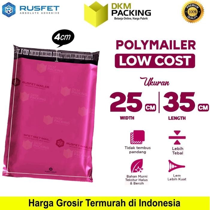 

5WUM Plastik Polymailer Pack Low Cost Amplop Polimailer Pink Rusfet 25X35Cm