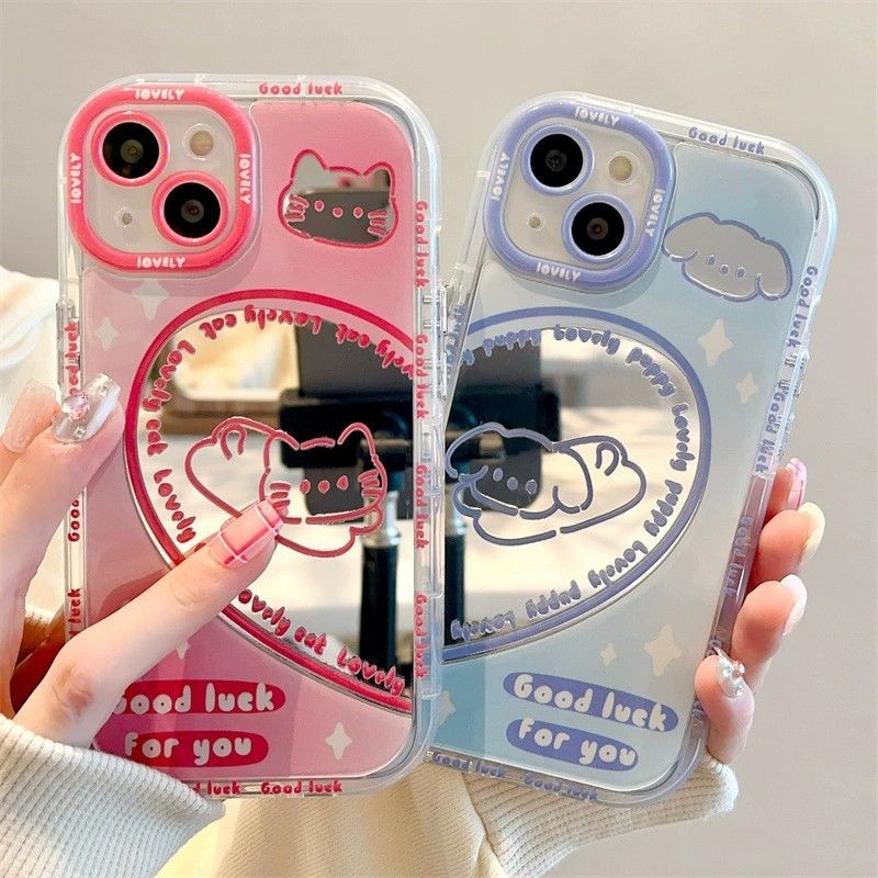 Kucing Couple Mirror Case Hp Iphone 11 Pro Max 14 Pro Max Xr 8 Plus 12 Pro Max 16 Pro Max 7 Plus 13 