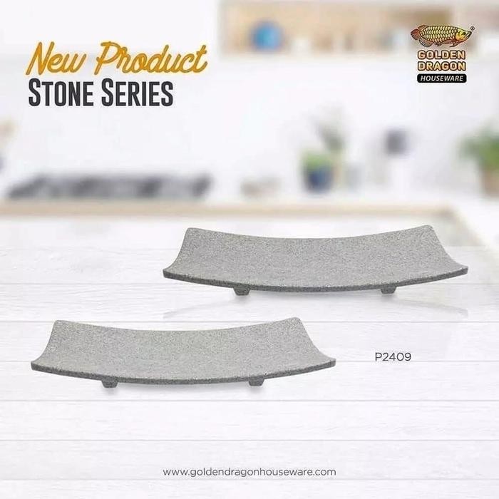 N6VA Golden Dragon - Piring Tembikar Persegi Melamin 9 Inci - P2409 Sushi