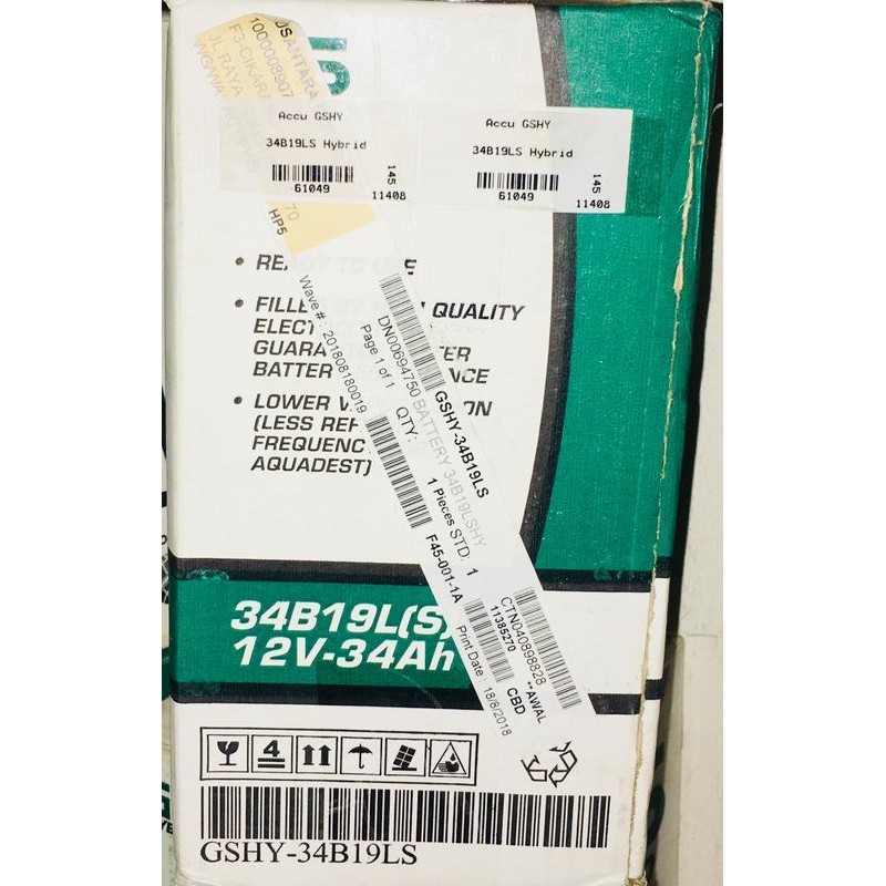 ACCU MOBIL HONDA BRIO GSHY 34B19LS 12V 34AH HYBRID -61049
