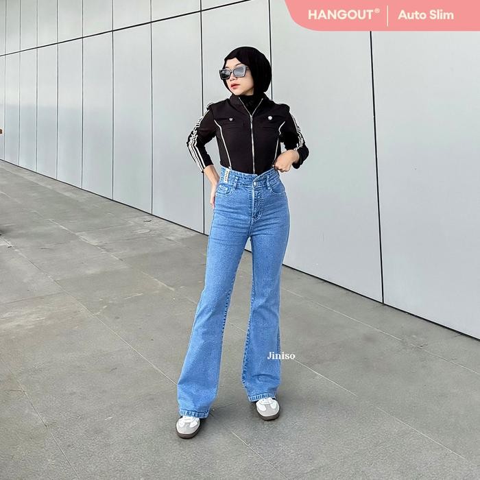 JINISO HANGOUT - 631 Cutbray Stretch Hhwaist Celana Jeans Wanita