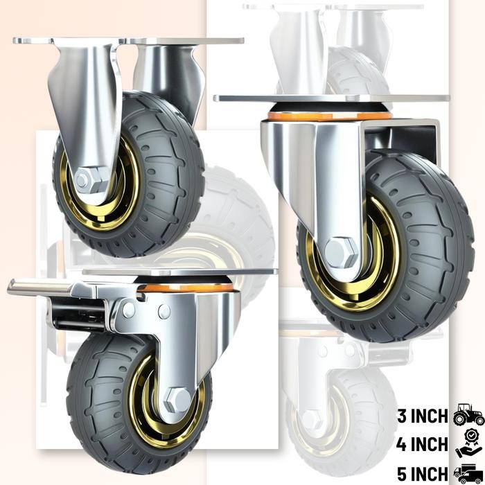 

RODA TROLY ROLY RUBBER HITAM DOUBLE BEARING HEAVY DUTY 3 INCH 4 INCH 5 INCH