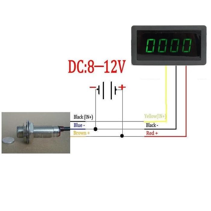 4 DIGITAL GREEN LED RPM TACHOMETER RPM SPEED METER + PROXIMITY SENSOR ORIGINAL QUALITY